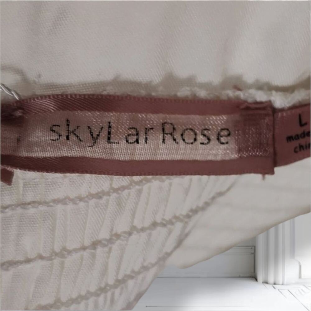 White Nap Dress Cottagecore Coquette Maxi Puff Sleeve Open Back L Skylar Rose - Picture 12 of 16